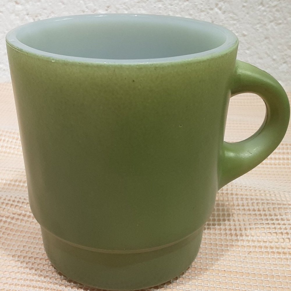 Vintage Anchor Hocking Fire King Mug Cup Avocado Green Retro